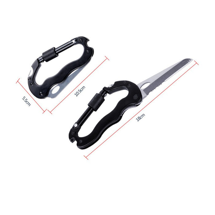 Survival Camping Hiking 5 in 1 Aluminum Climbing Carabiner Multi Tool Buckle Rock Equipment