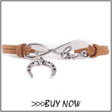 Infinity Border Collie Leather Wrap Charm Bracelet