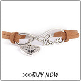 Infinity Border Collie Leather Wrap Charm Bracelet