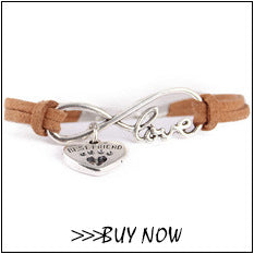 Infinity Border Collie Leather Wrap Charm Bracelet