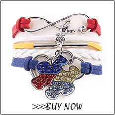 Infinity Border Collie Leather Wrap Charm Bracelet