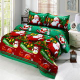 4pcs/set 3D Cartoon Merry Christmas Santa Claus Bedclothes Duvet Quilt Cover Bed Sheet 2 Pillowcases