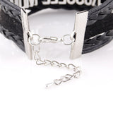 Infinity Border Collie Leather Wrap Charm Bracelet