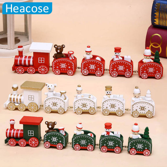 new christmas train painted wood Christmas Decoration Santa/bear Xmas kid toys gift ornament navidad