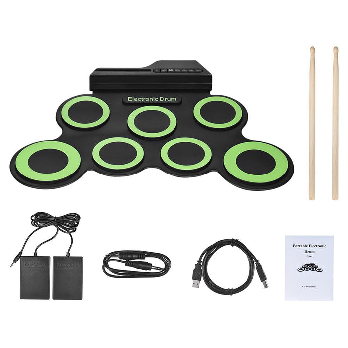 Portable Roll Up Electronic Drum Pad Set with Sticks & Pedal