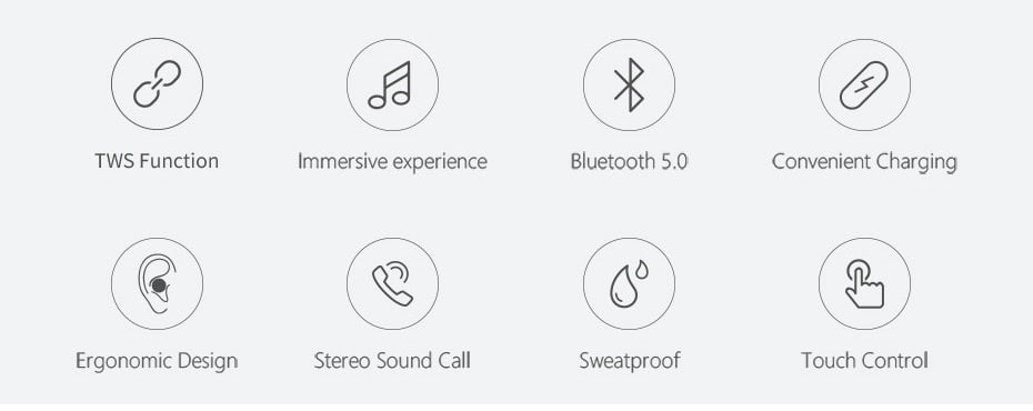 Stereo Earbuds True Bluetooth 5.0
